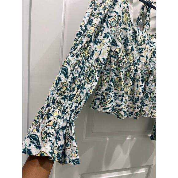 Pilcro Anthropologie Long-Sleeve Babydoll Floral Print Top Sz Small - Picture 4 of 8